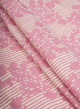 Cotton Flex Rose Pink Color Floral Pattern Natural Print Fabric.